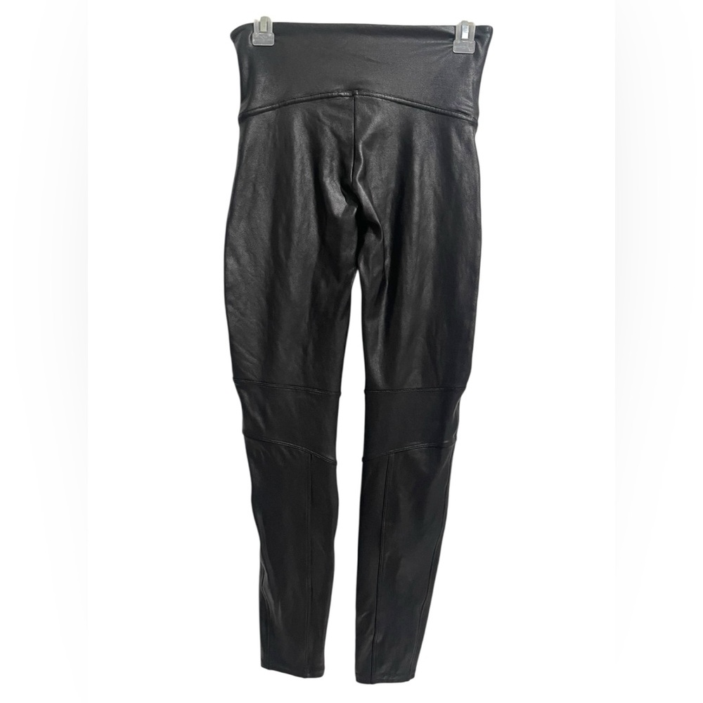Spanx Faux Leather/Coated Moto Leggings Womens Size L Black Stretch Slimming - Picture 4 of 12